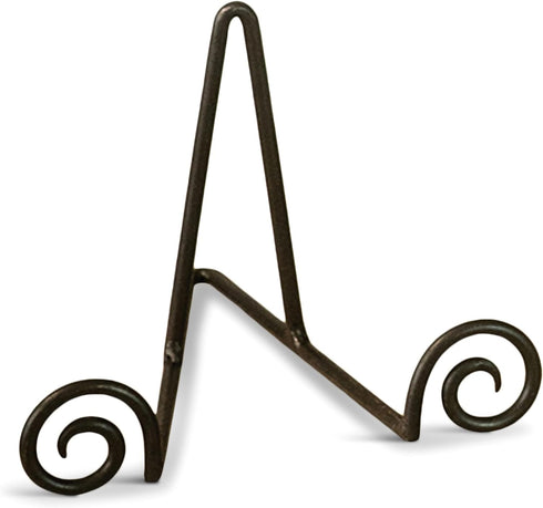 Small Swirl Front Design - 5 Inch Black Iron Decorative Easel Display Stand for Photos/Plates...