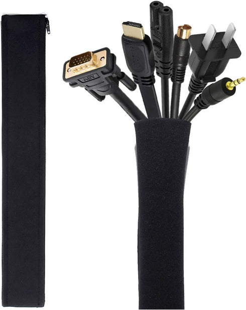 Cable Management Sleeve, JOTO Cord Management System for TV/Computer/Home Entertainment, 40 inch Flexible Cable Sleeve Wrap Cover Organizer, 2 Pie...