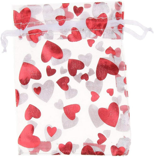 100pcs Love Heart Gift Bags Candy Bags Jewelry Packaging Wedding Gift Pouch Drawstring Bags for Valentine's Day Wedding Festival Party Supply...