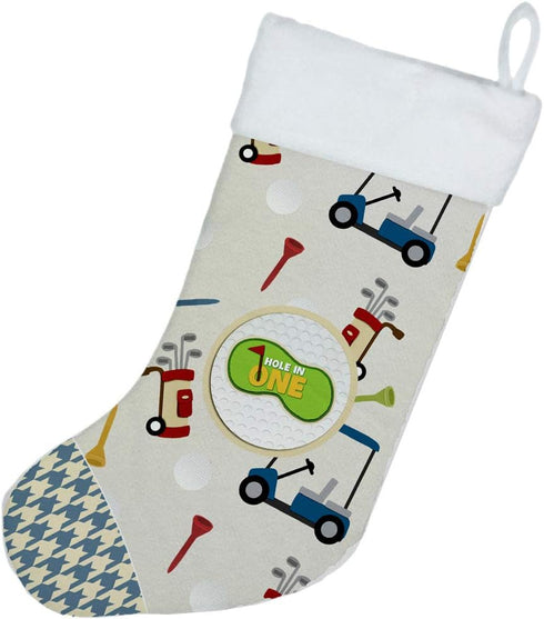 Caroline's Treasures SB3157-CS Golf Hole in One Christmas Stocking Fireplace Hanging Stockings Christmas Season Party Decor Family Holiday Decorat...