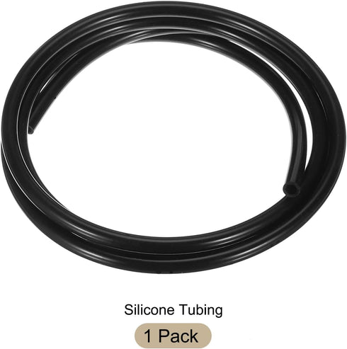 1m(3.3ft) 3mm(1/8") ID x 4.8mm(3/16") OD Silicone Tubing Black Industrial Plastic Tubing Pure Silicone Hoses for Pump Siphoning Draining Irrigatio...