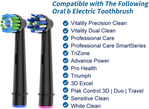 8pcs Replacement Heads Compatible with Oral B Electric Toothbrush, 4pcs Precision Clean and 4pcs Cross Clean Brush Heads, Black...