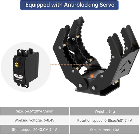 Mechanical Robot Arm Claw/Gripper Robot Gripper (Black Mechanical Claw without servo)...