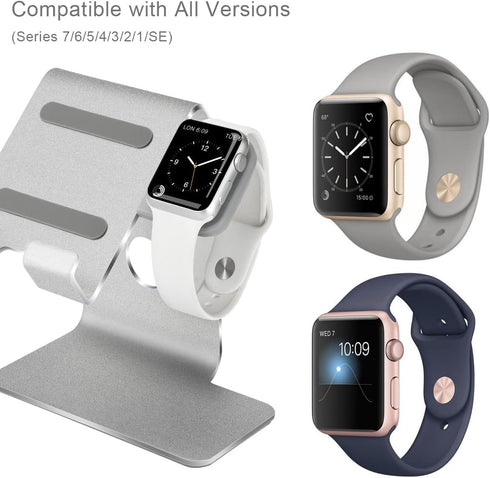 Tranesca 2 in 1 Charging Stand Compatible with Apple Watch Series Ultra2/Ultra/9/8/7/6/5/4/3/2/1/SE (38mm/40mm/41mm/42mm/44mm/45mm/49mm) and Compa...
