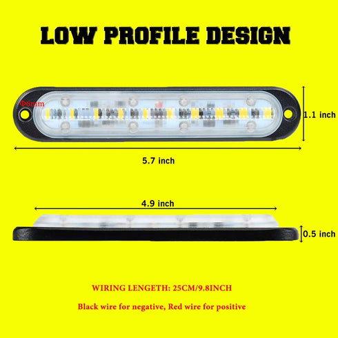 Chelhead 12V Mini Led Light Bars 5.7 Inch 6500K White Backup Daytime Running Lights 24V Trucks Side Marker Indicator Lighting Compatible with ATV ...