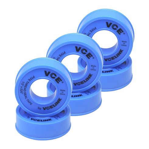 VCELINK Teflon Tape Plumbing 6 Rolls, 520" Length 1/2" Width PTFE Plumbing Tape for Shower Head and Pipe Threads, Thread Seal Tape 6 Rolls...
