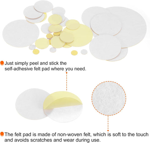 200pcs Round Adhesive Felt Circles, 13mm 1/2" Pre Cut Felt Craft Stickers Non-Woven Mini Felt Fabric Circles for DIY Sewing Handcraft Cut Projects...