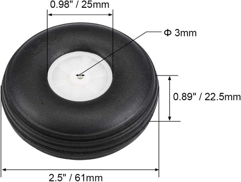 uxcell Tire and Wheel Sets for RC Airplane,PU Sponge Tire with Plastic Hub,2.5" 2pcs...