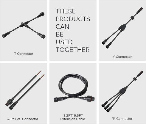 BTF-LIGHTING 5 Pin Electrical Connector 22AWG IP65 Male Female Connector 7.87in/20cm Extension Cable for Car,Truck,Boat,Indoor/Outdoor LED Strip L...