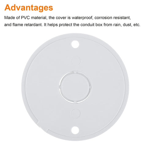 MECCANIXITY PVC Conduit Lid Round Junction Box Cover 4.5mm Hole Dia Waterproof for Conduit Box Pack of 20...