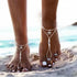 Boho Pearl Barefoot Sandals Beaded Anklets Bracelet Starfish Wedding Foot Chain jewelry 2pcs for Women and Girls...