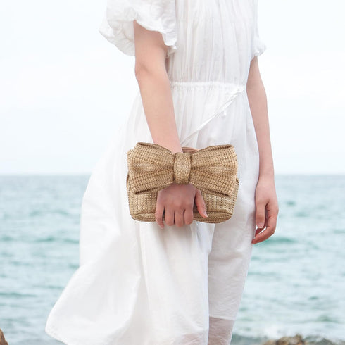 Ynport Bow Straw Clutch Purses for Women Summer Woven Rattan Handbags Wicker Beach Tote Bag 2024...