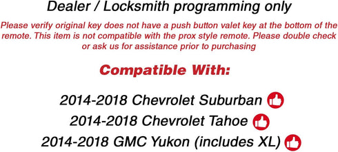 KeylessOption Keyless Entry Remote Control Car Key Fob Replacement for Suburban Tahoe M3N-32337100 (Pack of 2)...