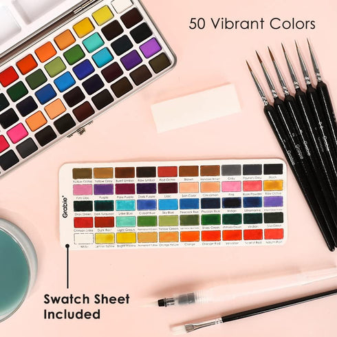 Watercolor Paint Set, Great for Painting, 50 Colors, Detail Paint Brush Included, Art Supplies, for Artists, Amateur Hobbyists and Painting Lovers...