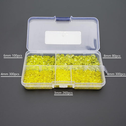 Yellow Bicone Glass Beads for Jewelry Making, Faceted Crytal Spacer Beads for Bracelet Necklace Earring (3mm 4mm 6mm 8mm Mixed Sizes, 1040pcs)...