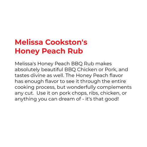 Melissa Cookston's Honey Peach BBQ Rub, Award Winning Barbecue Rubs, 11.34 Oz...