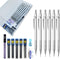 6pcs Metal Mechanical Pencil Set with Leads Refills Eraser Sharpener Storage Case 0.3 0.5 0.7 0.9 1.3 2mm Pencils Stationery Gifts Set (Silver)...