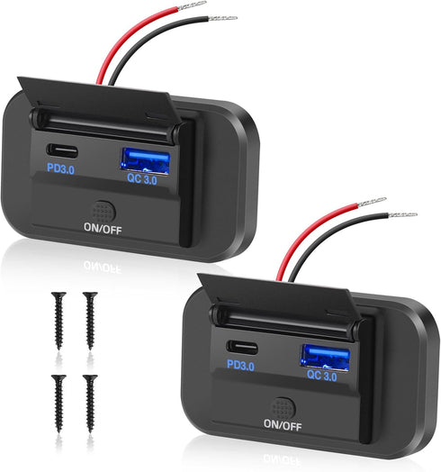 12V RV Type C USB Outlet with Power Switch 36W QC3.0 USB & 55W PD Type C Quick Charge Socket 12V 24V Car Charger RV Switch Panel Car Charger with ...