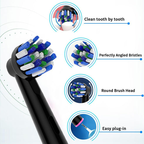 8pcs Replacement Heads Compatible with Oral B Electric Toothbrush, 4pcs Precision Clean and 4pcs Cross Clean Brush Heads, Black...
