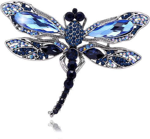Dragonfly Brooch Rhinestone Crystal Brooch Animals Pin for Women Jewelry Outfits Decoration Blue...