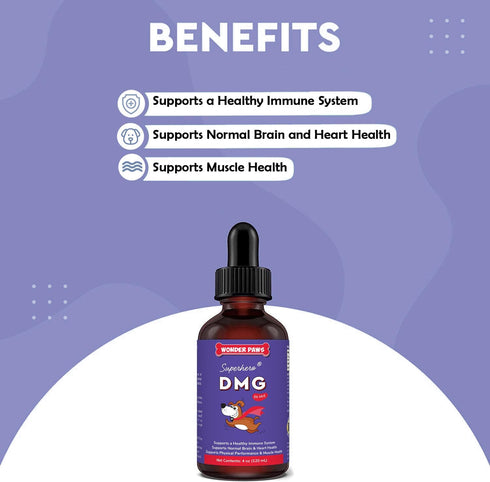 Premium DMG for Dogs – DMG Liquid to Support Immune Health, Skin, Stamina, Muscles, Stress & Performance - Dimethylglycine (DMG) for All Ages, Siz...