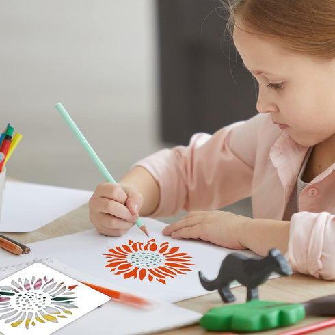6 Inch Wildflower Stencils Reusable Spring Flower Stencils for Painting on Wood, 25 Pieces Floral Stencil DIY Craft Template for Painting on Furni...