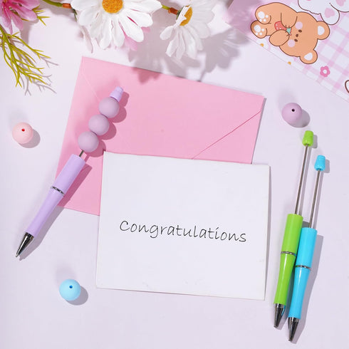 30Pcs Beadable Pens Plastic Bead Pen Black Ink Ballpoint Pens Diy Pens Cute Cool Pens for Teacher Bridal Women Men Graduation Gift Office Supplies...