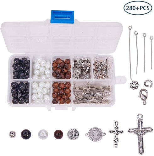 SUNNYCLUE 1 Box DIY 6Set Easter Holidays Beaded Stretch Rosary Bracelet Making Kit Cross Beads Craft Kit, Nickel Free, Instruction...