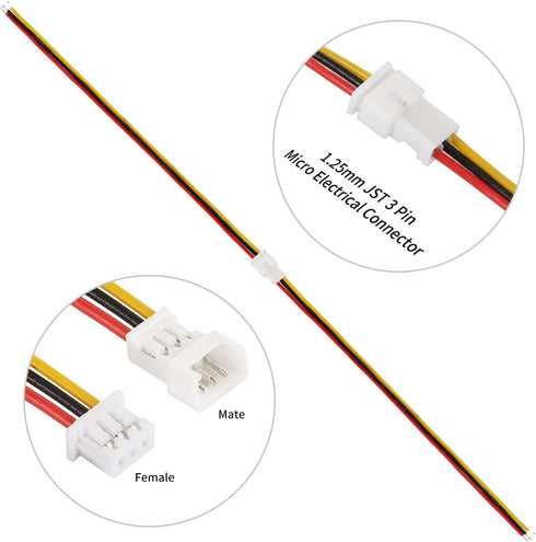 LYJEE 30 Pairs 1.25mm JST 3 Pin Micro Electrical Male and Female Connector Plug for LED Light...