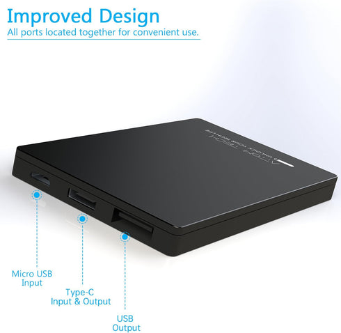Dual USB Output Super Slim Power Bank Ultra Thin, 3000mAh Portable Charger Mini External Phone Battery Pack Small Dual Outlet, Emergency Phone Pow...