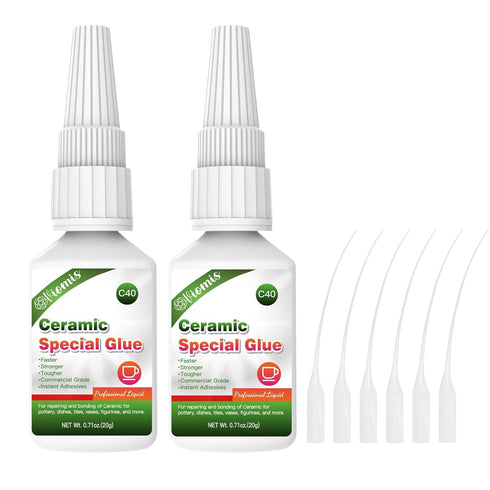 2PCS 20g Ceramic Glue, Instant Ceramic Super Glue for Porcelain and Pottery Repair, Fast Drying | Heat Resistant | Waterproof Strong Adhesive for ...