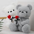 12 inch Teddy Bear Stuffed Animal with Rose, Soft Cuddly Stuffed Plush Bear, Gifts for Kids Baby Toddlers on Baby Shower, Valentine's Day (White)...