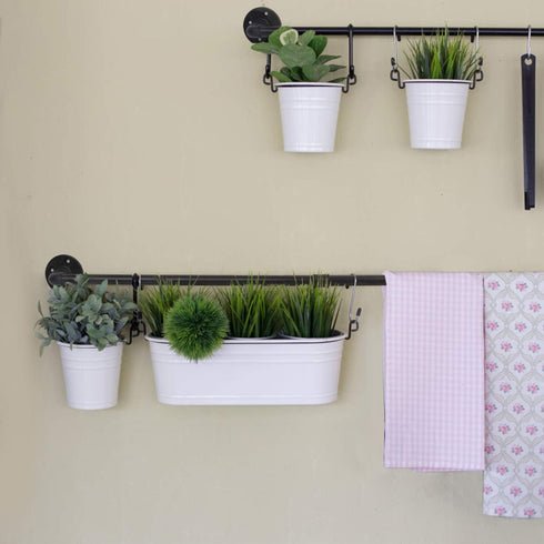 34.3 inch Industrial Pipe Pot Bar Rack with 15 S Hooks Rustic Iron Pots and Pans Hanging Rail Pipe Towel Holder Wall Mounted Detachable Kitchen Ut...