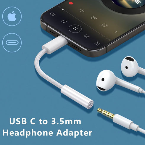 USB-C to 3.5 mm Headphone Jack Adapter for iPhone 15, USB C to Aux Audio Braided Cable Cord Compatible with iPad Pro, MacBook Pro, Samsung Galaxy ...