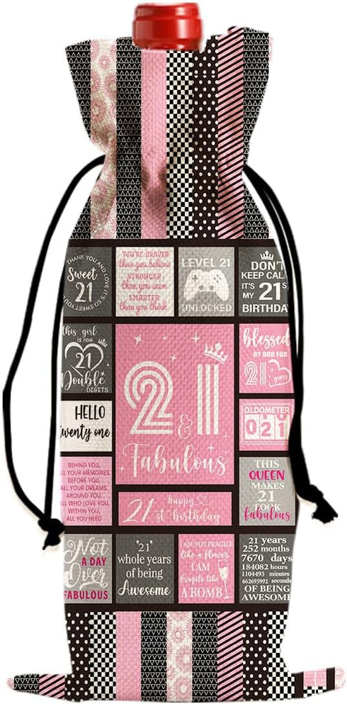 Cool 21st Birthday Gifts for Her Him Wine Bag, 21 Year Old Birthday Gifts for Her Women Men, Happy Anniversary 21st Birthday Party Decorations for...