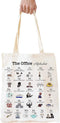Funny The Office Merch Gifts Tote Miffy Bag For Women TV Show Alphabet Theme Natural Reusable Cute Eco-Friendly Cotton Tote Bag, Off White...
