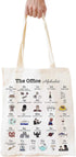 Funny The Office Merch Gifts Tote Miffy Bag For Women TV Show Alphabet Theme Natural Reusable Cute Eco-Friendly Cotton Tote Bag, Off White...