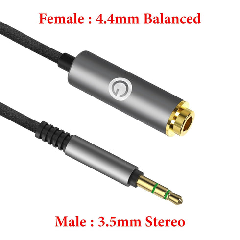 Geekria 3.5mm Stereo Male to 4.4mm Balanced Female Adapter Cable, 5-Core Audio Conversion Cord, Headphone Plug Adapter, Aluminum Alloy Connector, ...