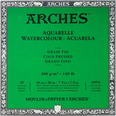 Arches Watercolor Paper Block, Cold Press, 7.9" x 7.9", 140 pound...