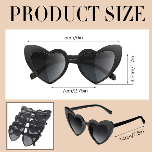 12 Pairs Heart Shaped Sunglasses Bachelorette Heart Sunglasses Cat Mod Retro Eyeglasses for Women Wedding Party...