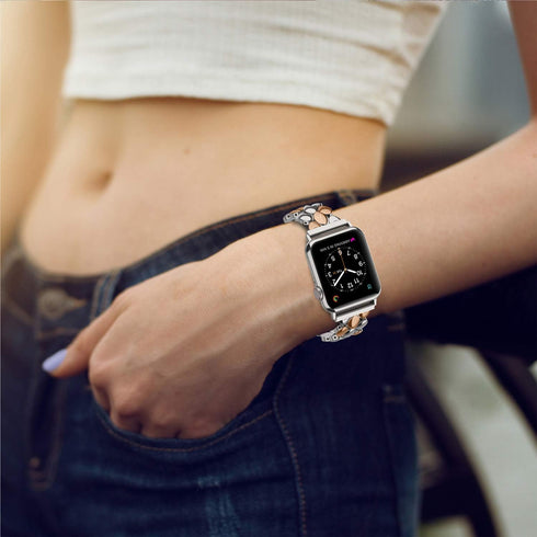 Moolia Elegant Metal Strap Compatible with Apple Watch Band 38mm 40mm 41mm 42mm Metal Fashion Women Replacement Strap Bracelet for iWatch Series 1...