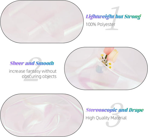 Crystal Organza Fabric Tulle 11 Inch by 50 Yards Sheer Tulle Rolls for DIY Craft Wedding Party Baby Shower Decor Gift Wrapping Party Supplies (Fan...