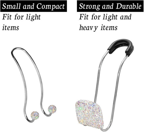 SAVORI Car Headrest Hooks Bling Car Accessories Rhinestones Universal Auto Back Seat Headrest Metal Hanger Organizer Vehicle Holder for Bag Purse ...