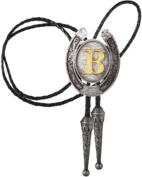 HUABOLA CALYN Vintage Bolo Tie for Men- Initial Letter ABCDMJR to Z Western Cowboy Bolo Tie for Women...