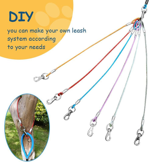 Chew Proof Dog Leash,2Pack Extension Metal Cable Lead,No Tangle Dual Dog Leashes,Multiple Leash for 2 Dogs,DHeavy Duty Dog Leash Extender for Coll...