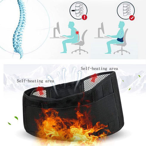 Heating Lower Back Brace Back Support Belt for Pain Relief Heated Back Brace Magnetic Therapy Waist Belt Wrap Adjustable Heating Lumbar Support Be...