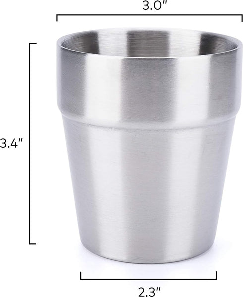 Beasea Stainless Steel Cups 8 oz, Metal Drinking Cups Set of 4, Stackable Stainless Steel Cups Double Wall Small Cup Insulated Drinking Cups Glass...