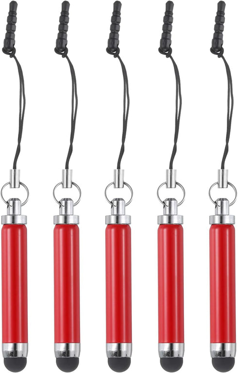 MECCANIXITY 5pcs Metallic Stylus Pen Retractable Aluminum Alloy Mini Capacitive Pens for Universal All Touch Screen Devices, Red......