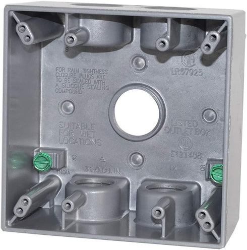 Sigma Electric, Gray, Size Sigma Engineered Solutions, 14353-5 3/4-Inch 5 Hole 2-Gang Box...