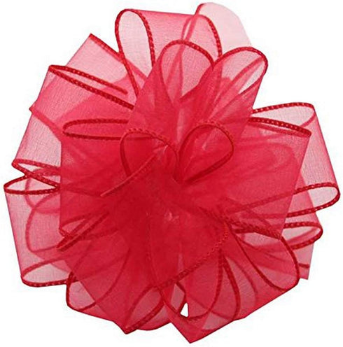 Berwick Offray DWI Sheer Spring Wired Edge Ribbon-1-1/2 Wide X 50 Yards-Madame Red...